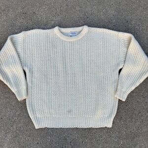 Windridge Mervyns Cream Knit Crew‎ Neck Sweater Acrylic Casual Classic L